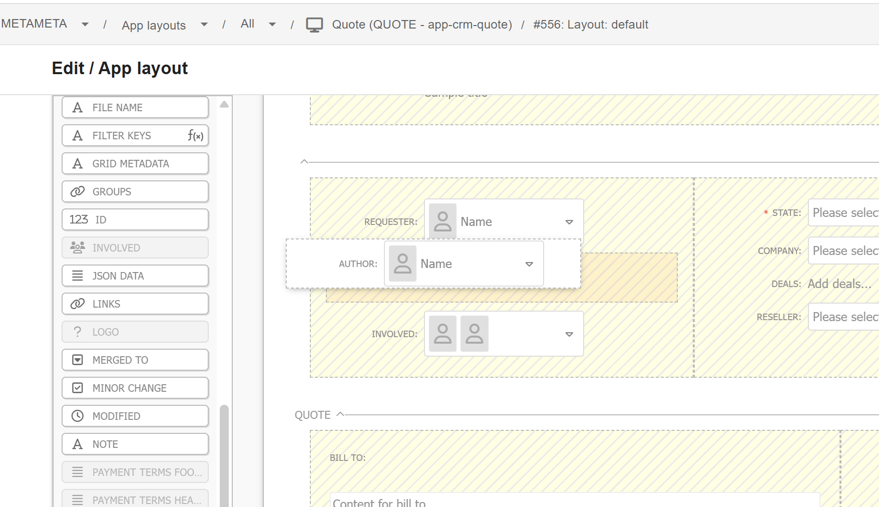 Visual layout editor for quality teams