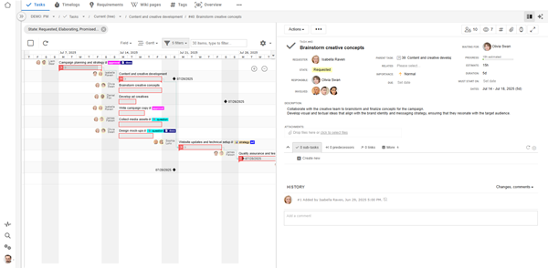 Comind.work project delivery dashboard showing real-time project status and resource allocation